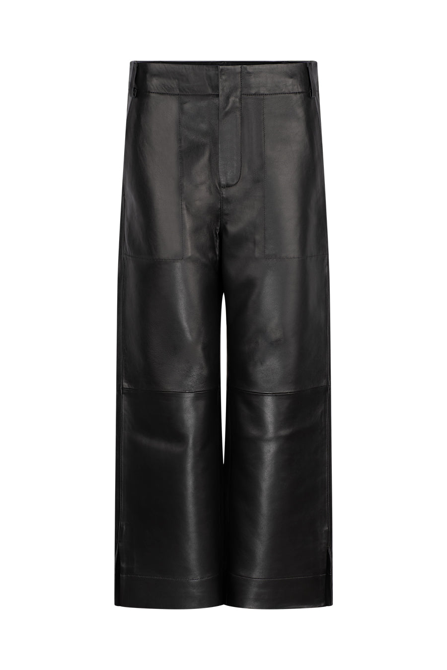 BLACK WIDE LEG LEATHER PANT