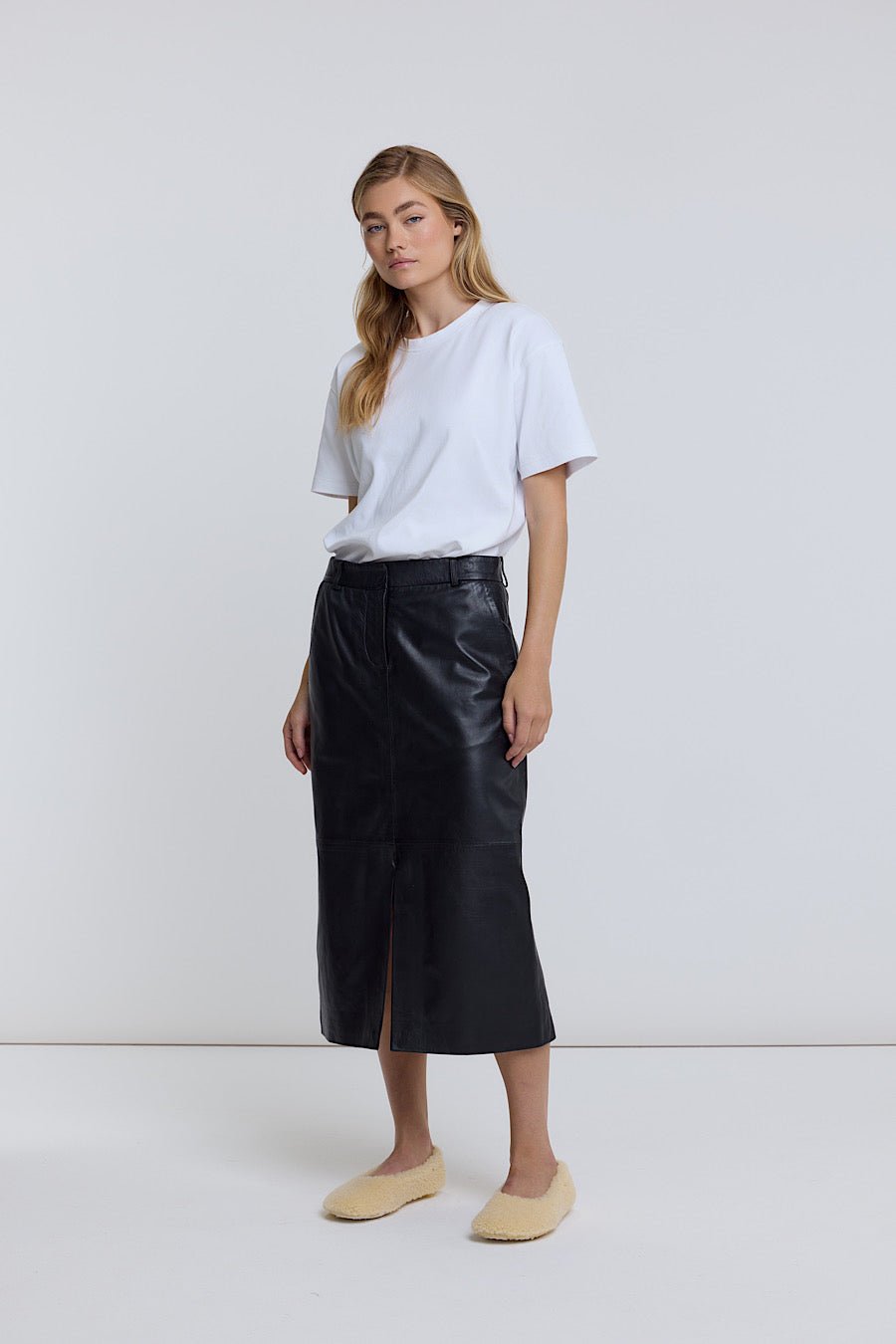 A LINE LEATHER SKIRT - OLIVIA SHEED