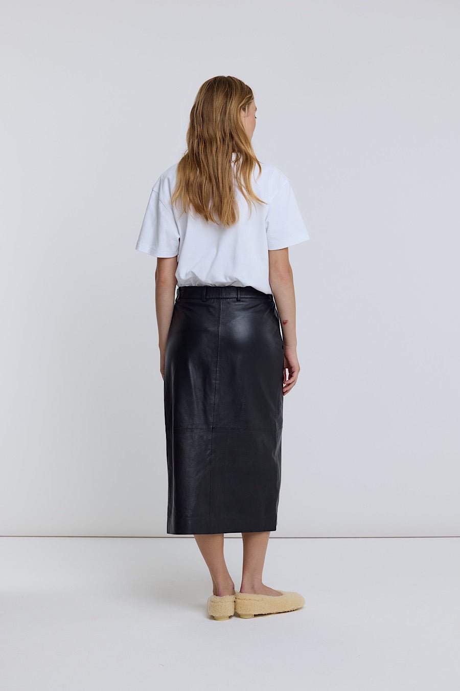 A LINE LEATHER SKIRT - OLIVIA SHEED