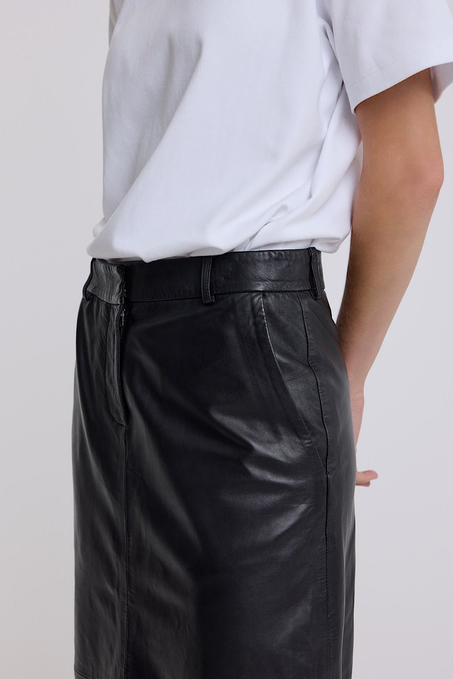 A LINE LEATHER SKIRT - OLIVIA SHEED