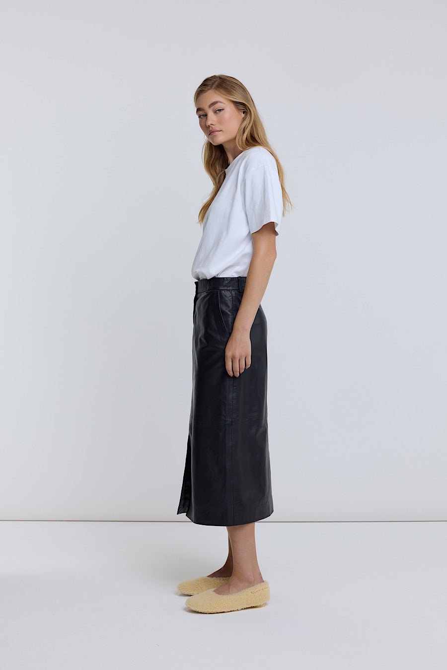 A LINE LEATHER SKIRT - OLIVIA SHEED