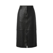 BLACK A LINE PEBBLE LEATHER SKIRT - OLIVIA SHEED