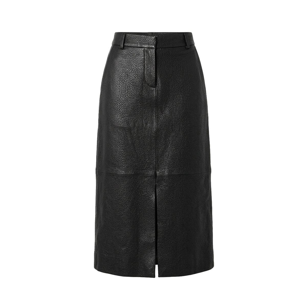 BLACK A LINE PEBBLE LEATHER SKIRT - OLIVIA SHEED
