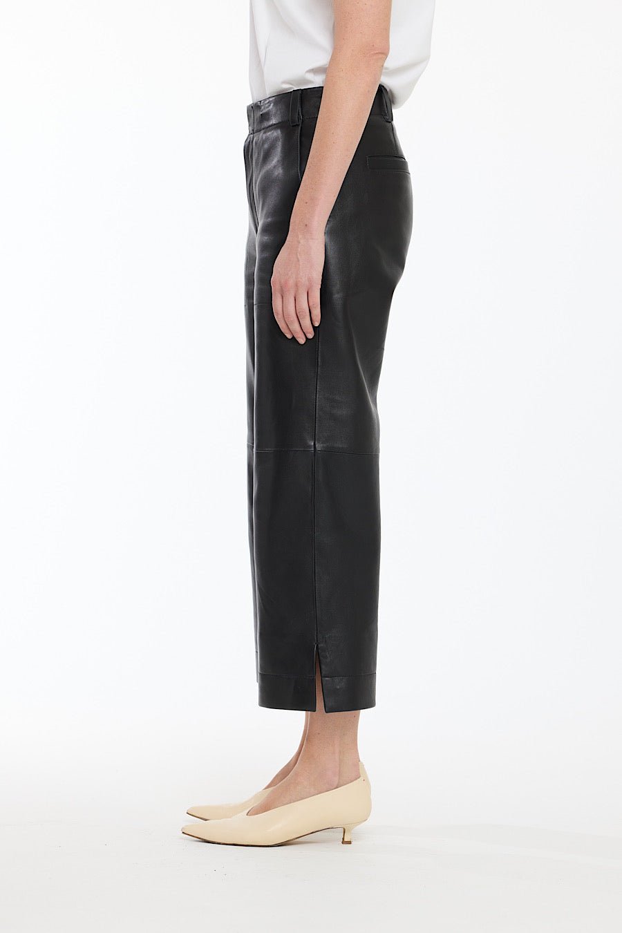 BLACK WIDE LEG LEATHER PANT - OLIVIA SHEED