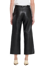 BLACK WIDE LEG LEATHER PANT - OLIVIA SHEED