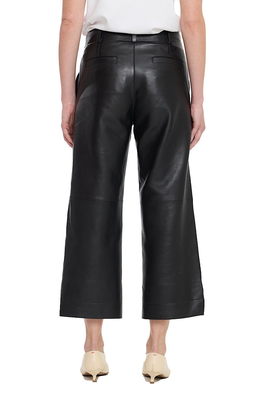 BLACK WIDE LEG LEATHER PANT - OLIVIA SHEED