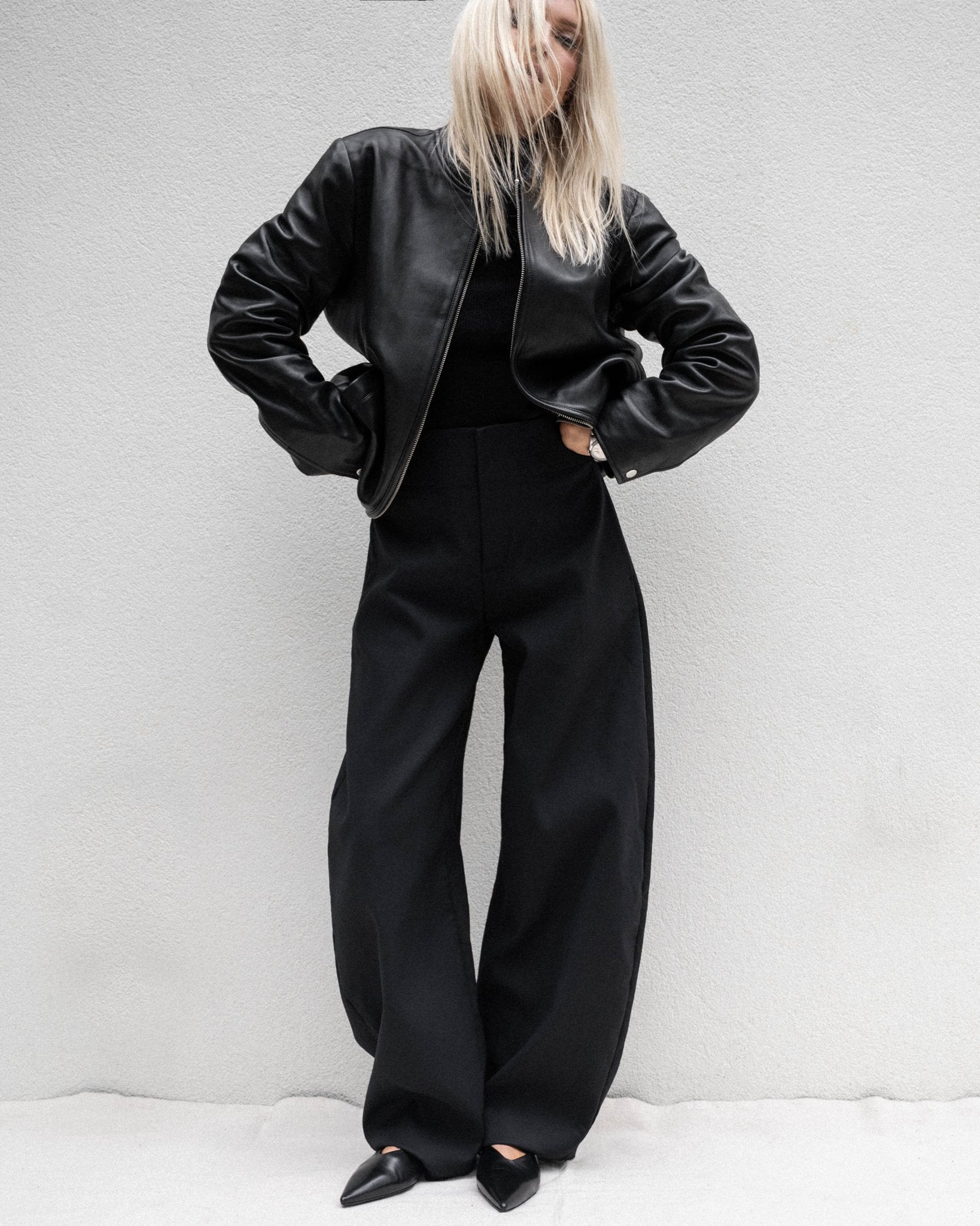 BOMBER LEATHER JACKET - OLIVIA SHEED