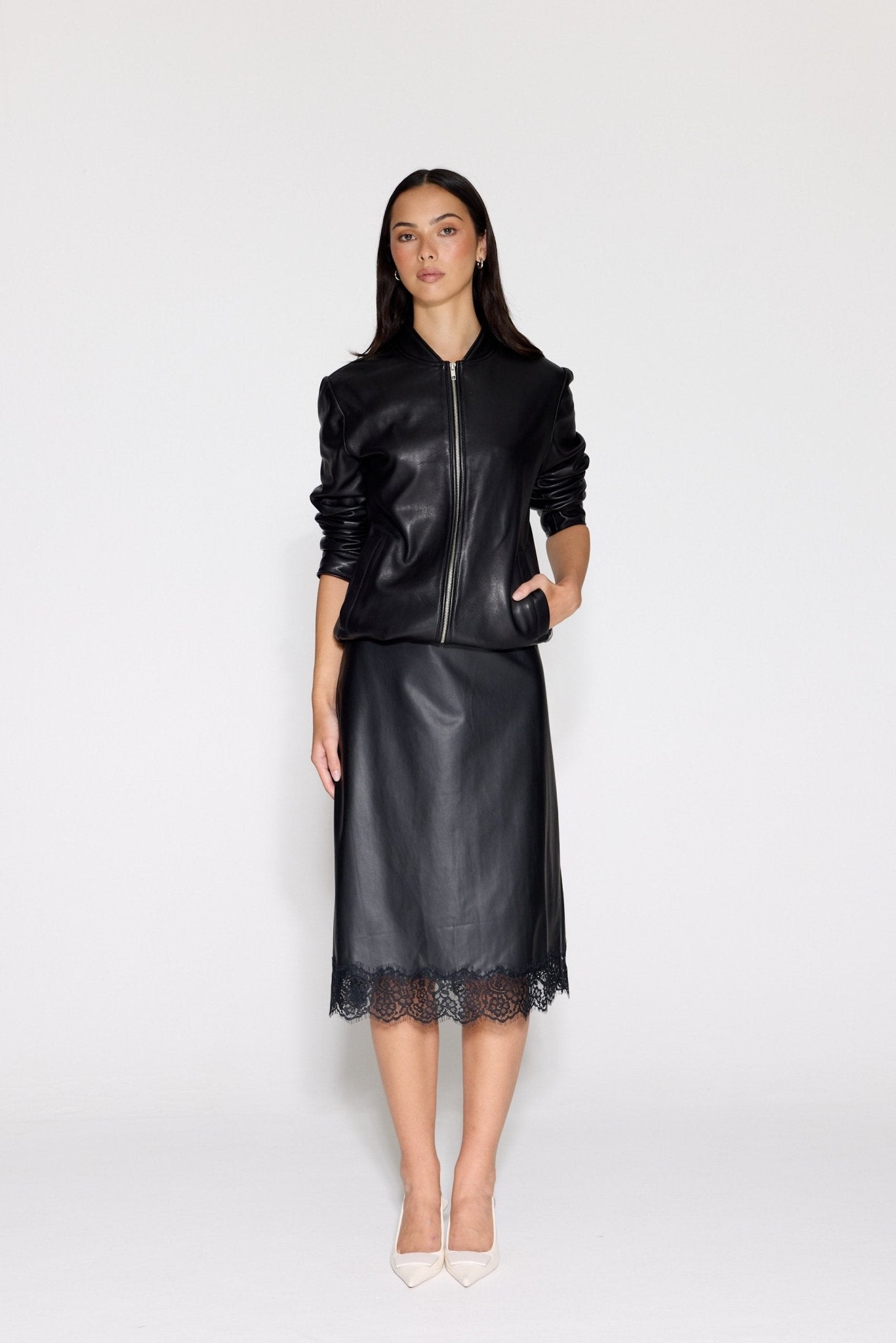 BOMBER LEATHER JACKET - OLIVIA SHEED