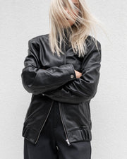 BOMBER LEATHER JACKET - OLIVIA SHEED