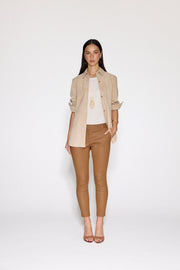 CAMEL STRETCH LEATHER BOYFRIEND - OLIVIA SHEED