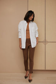 CAMEL STRETCH LEATHER JOGGER - OLIVIA SHEED