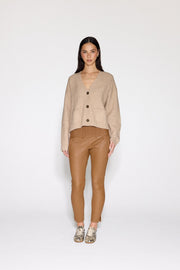 CAMEL STRETCH LEATHER JOGGER - OLIVIA SHEED