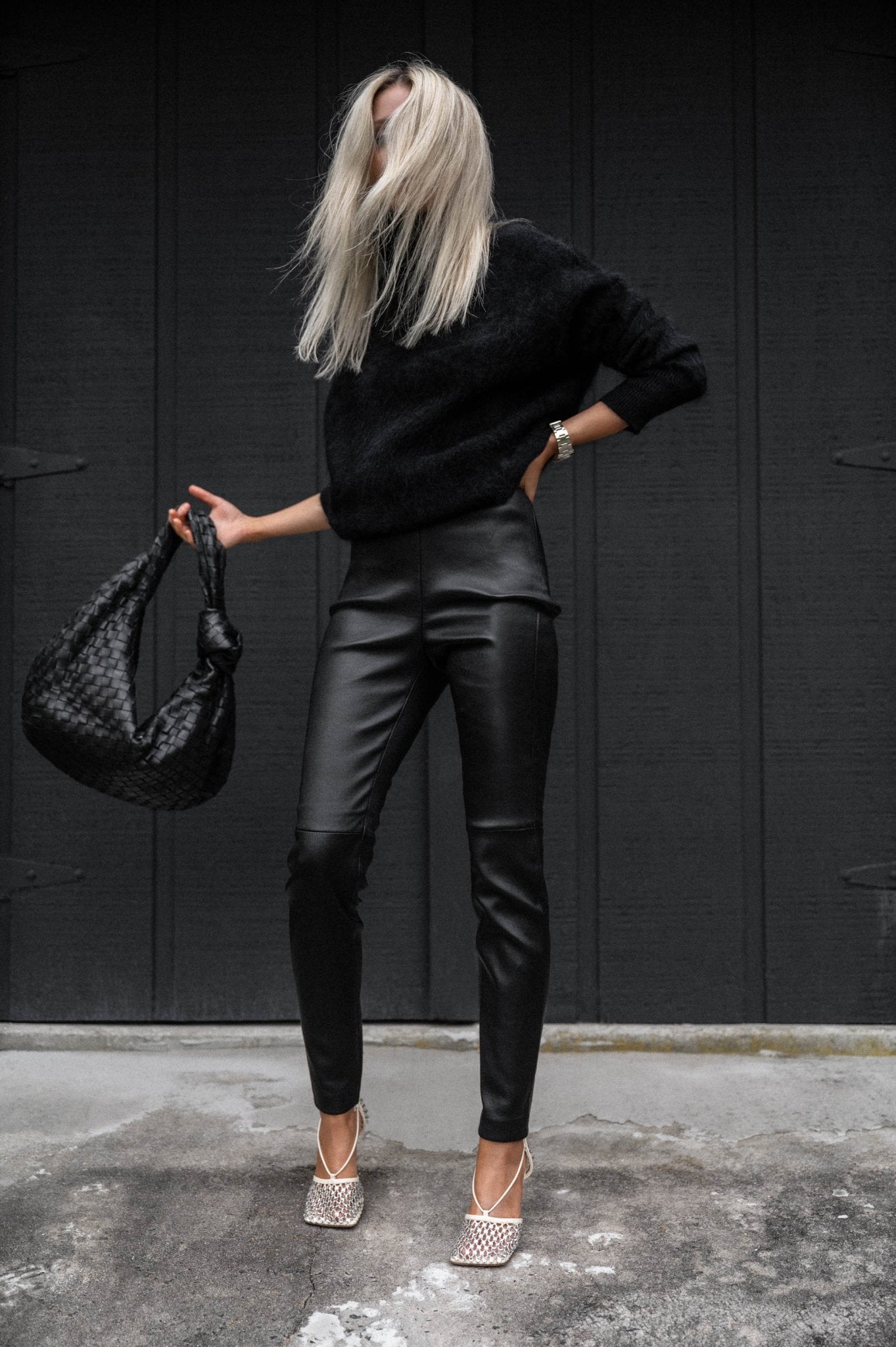 CIGARETTE STRETCH LEATHER PANT - OLIVIA SHEED