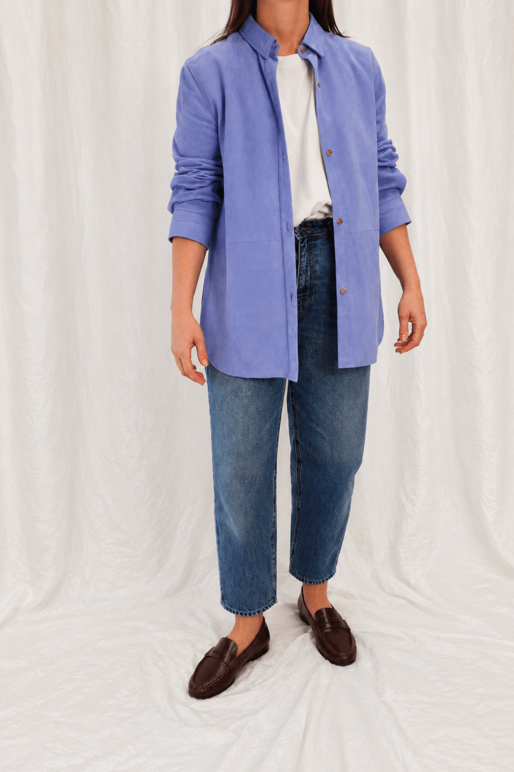 CORNFLOWER SUEDE SHIRT - OLIVIA SHEED