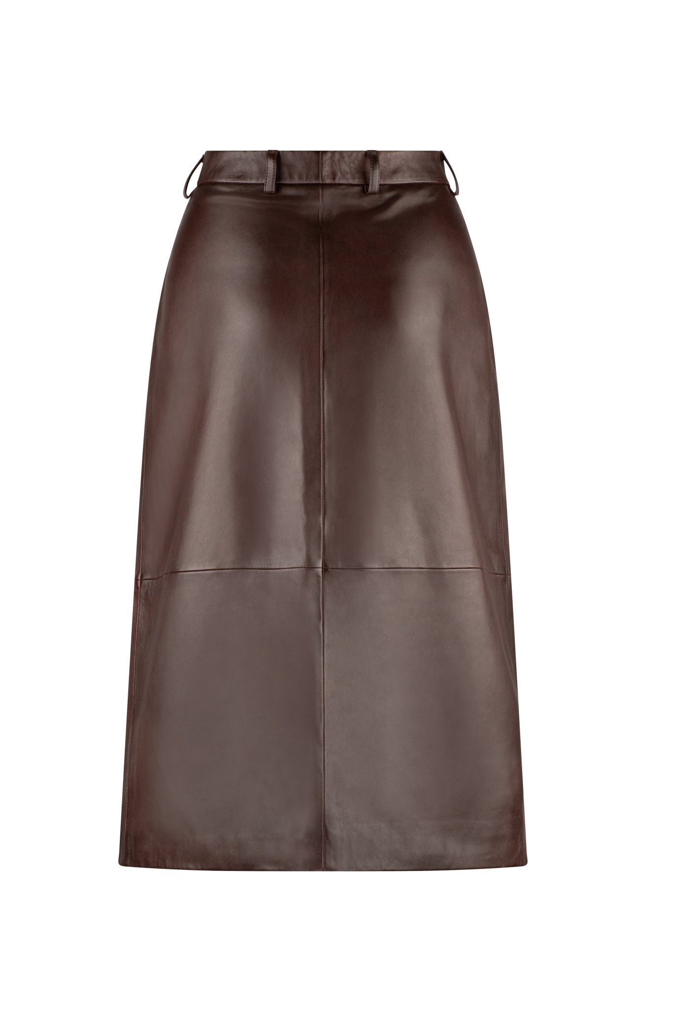 ESPRESSO A LINE LEATHER SKIRT - OLIVIA SHEED