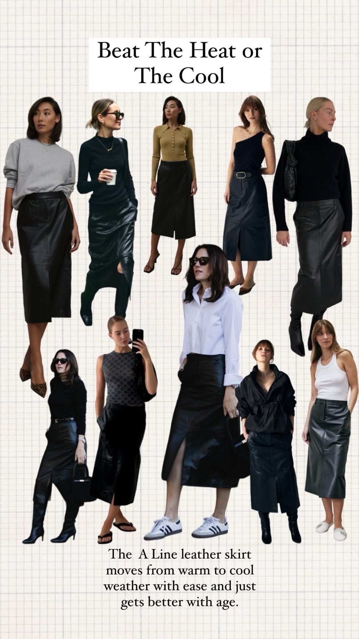 ESPRESSO A LINE LEATHER SKIRT - OLIVIA SHEED