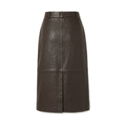 ESPRESSO A LINE PEBBLE LEATHER SKIRT - OLIVIA SHEED