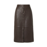 ESPRESSO A LINE PEBBLE LEATHER SKIRT - OLIVIA SHEED