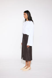 ESPRESSO A LINE PEBBLE LEATHER SKIRT - OLIVIA SHEED