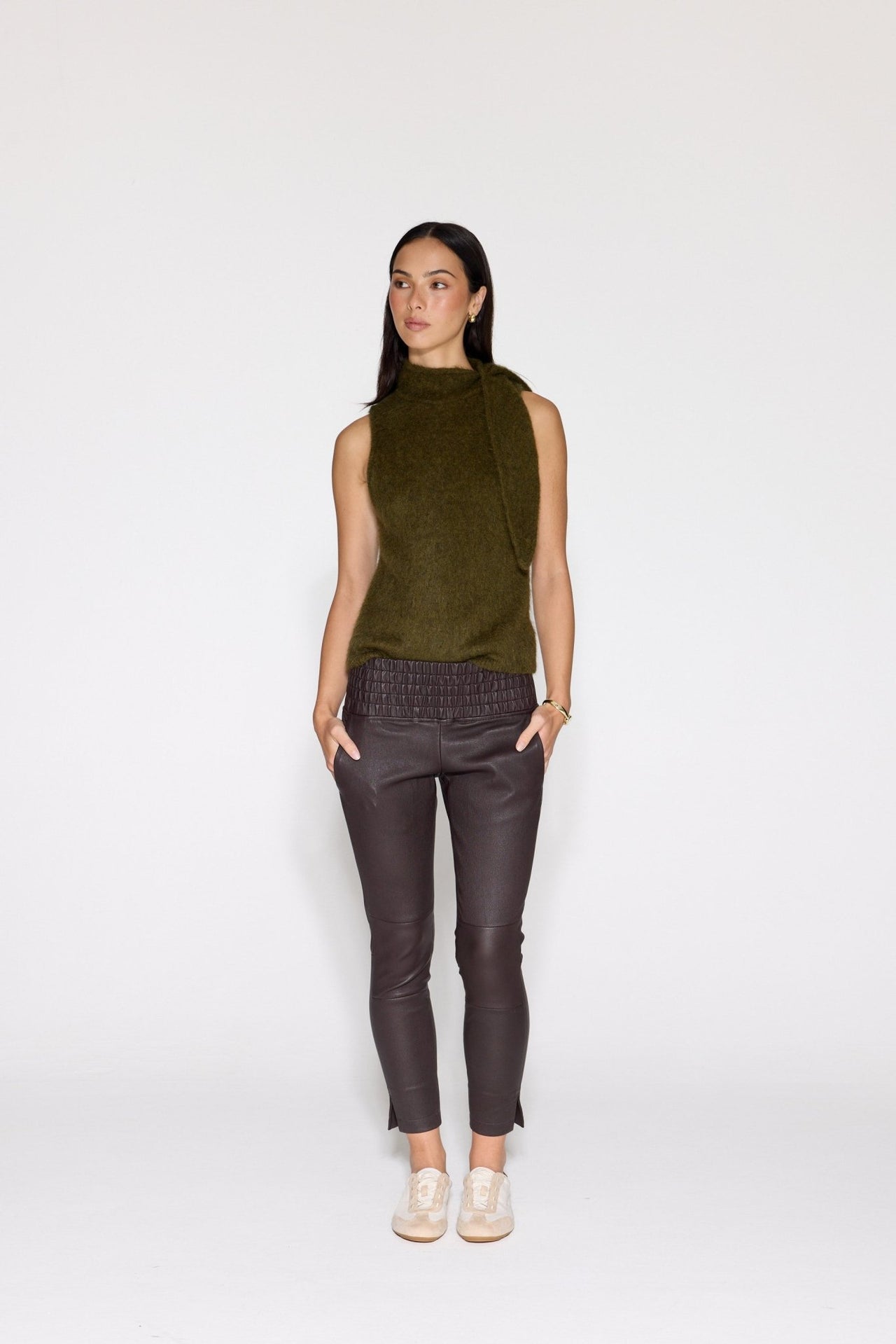 ESPRESSO STRETCH LEATHER JOGGER - OLIVIA SHEED