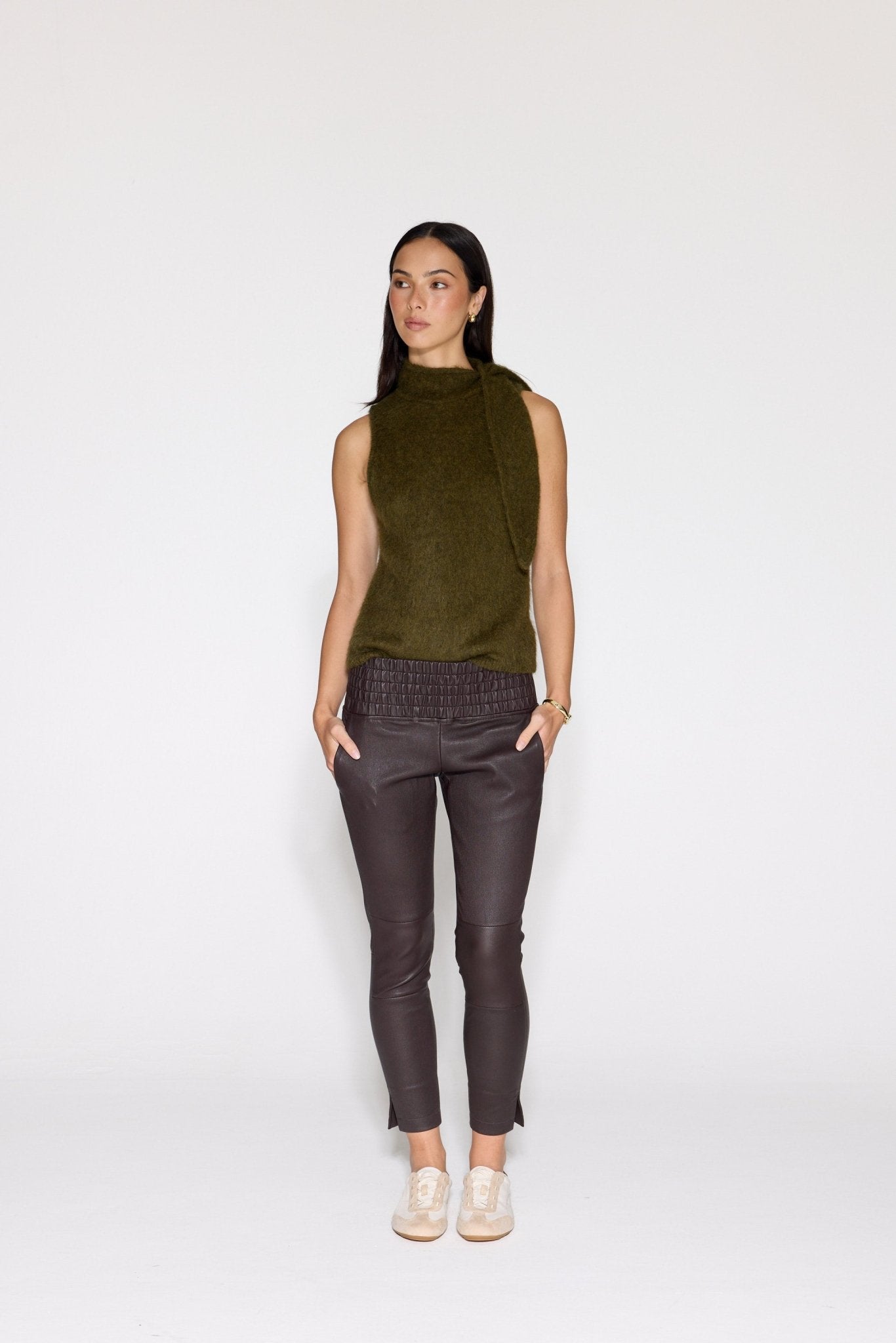 ESPRESSO STRETCH LEATHER JOGGER - OLIVIA SHEED