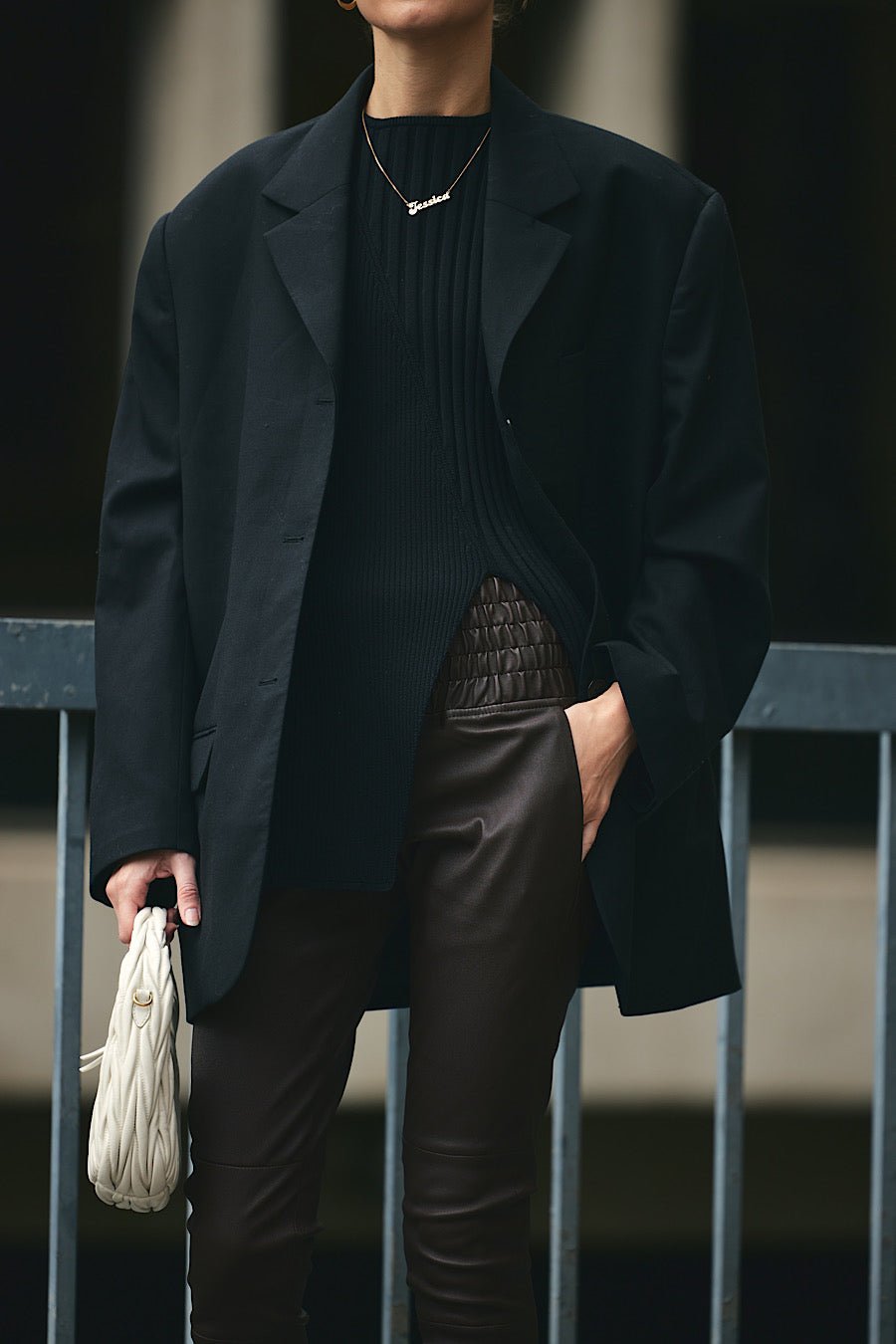 ESPRESSO STRETCH LEATHER JOGGER - OLIVIA SHEED