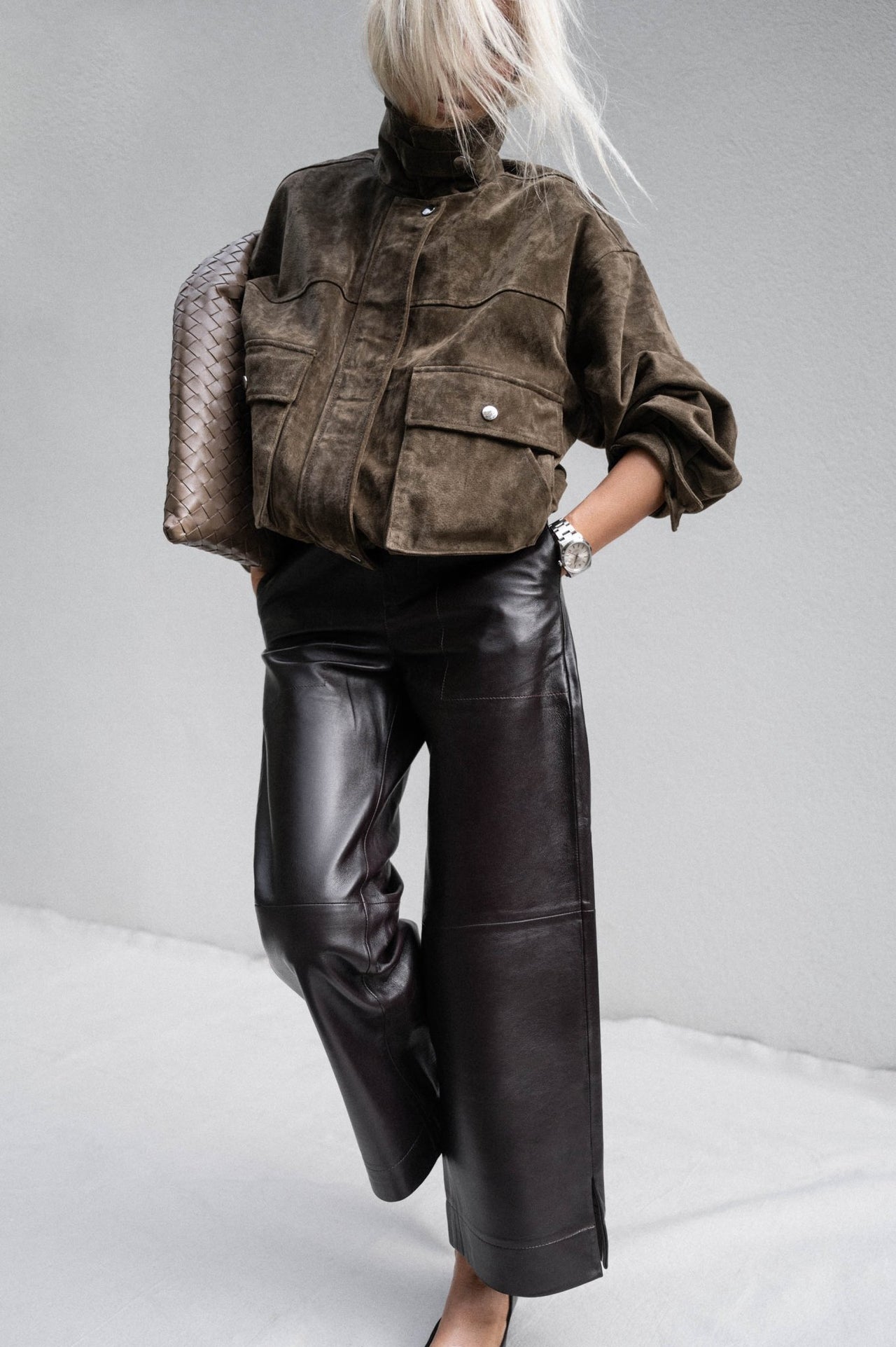 ESPRESSO WIDE LEG LEATHER PANT - OLIVIA SHEED