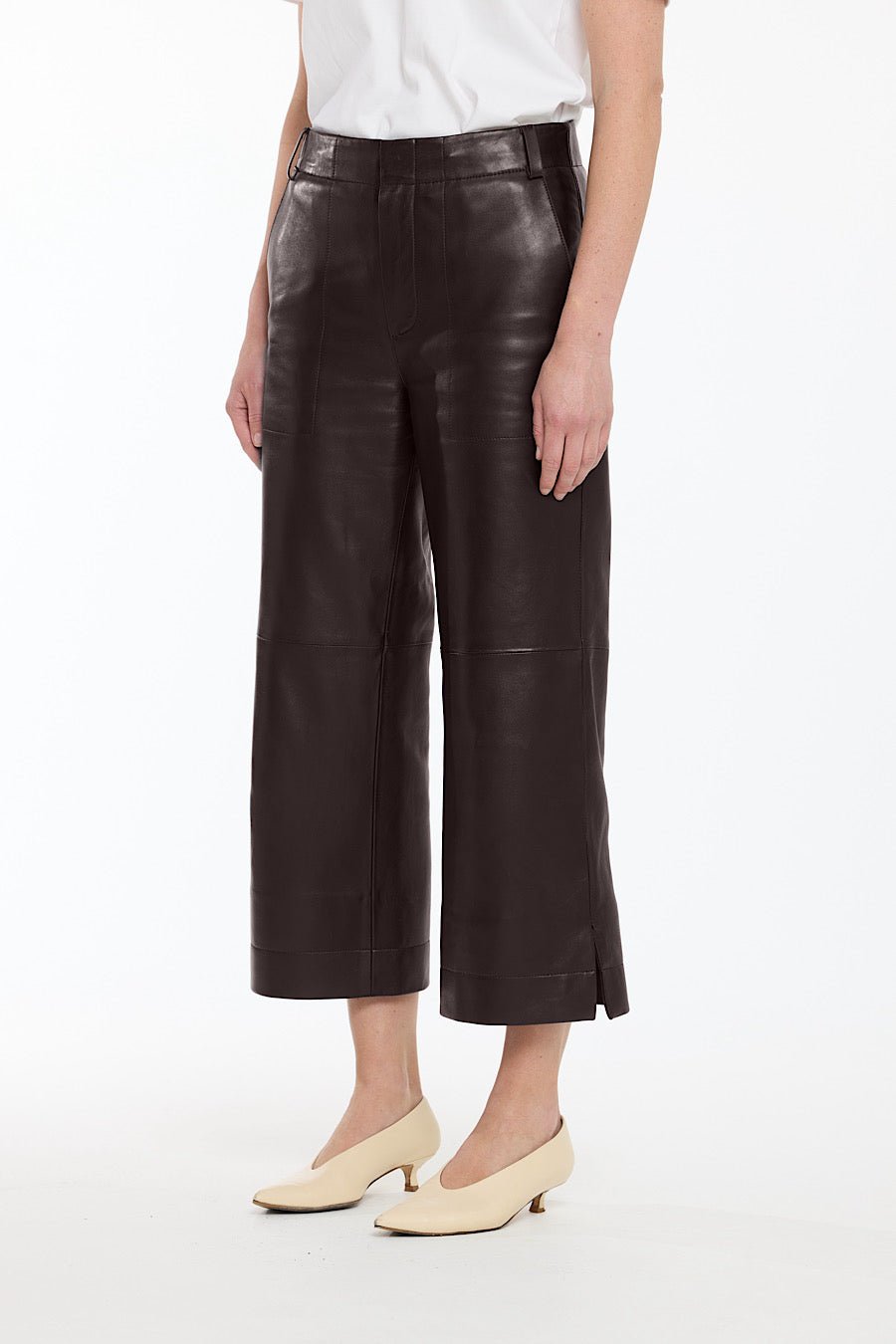 ESPRESSO WIDE LEG LEATHER PANT - OLIVIA SHEED