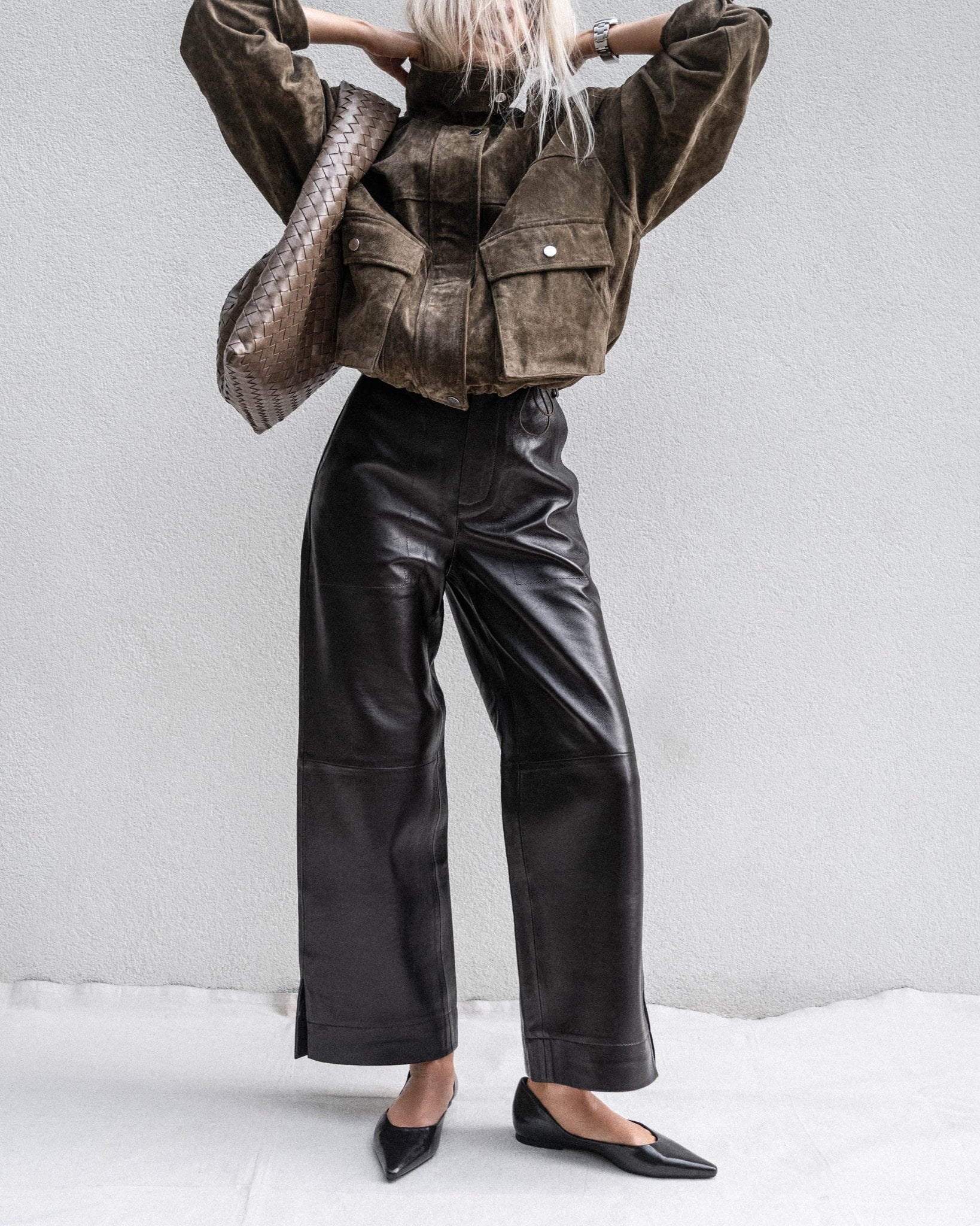 ESPRESSO WIDE LEG LEATHER PANT - OLIVIA SHEED