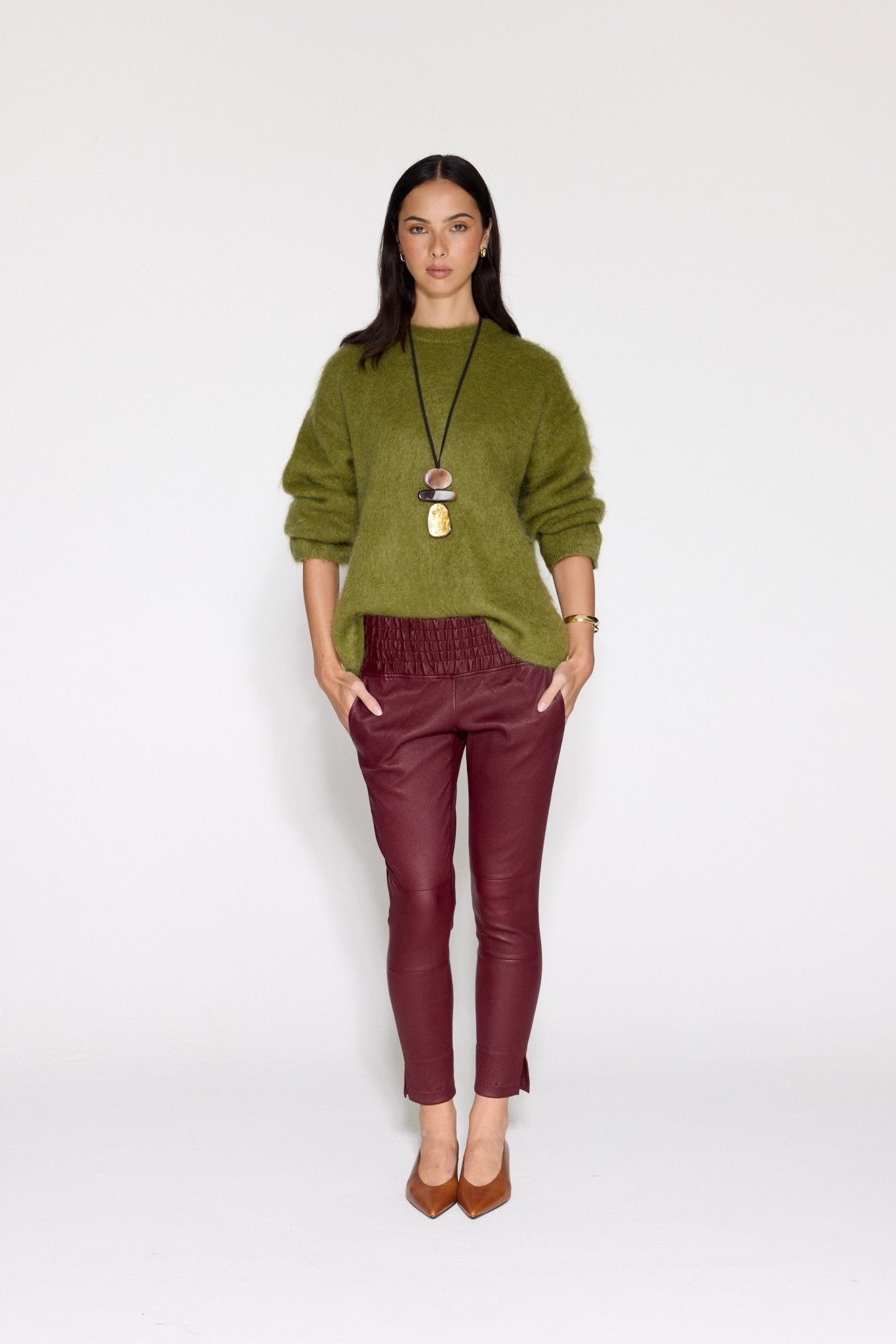 MULBERRY STRETCH LEATHER JOGGER - OLIVIA SHEED
