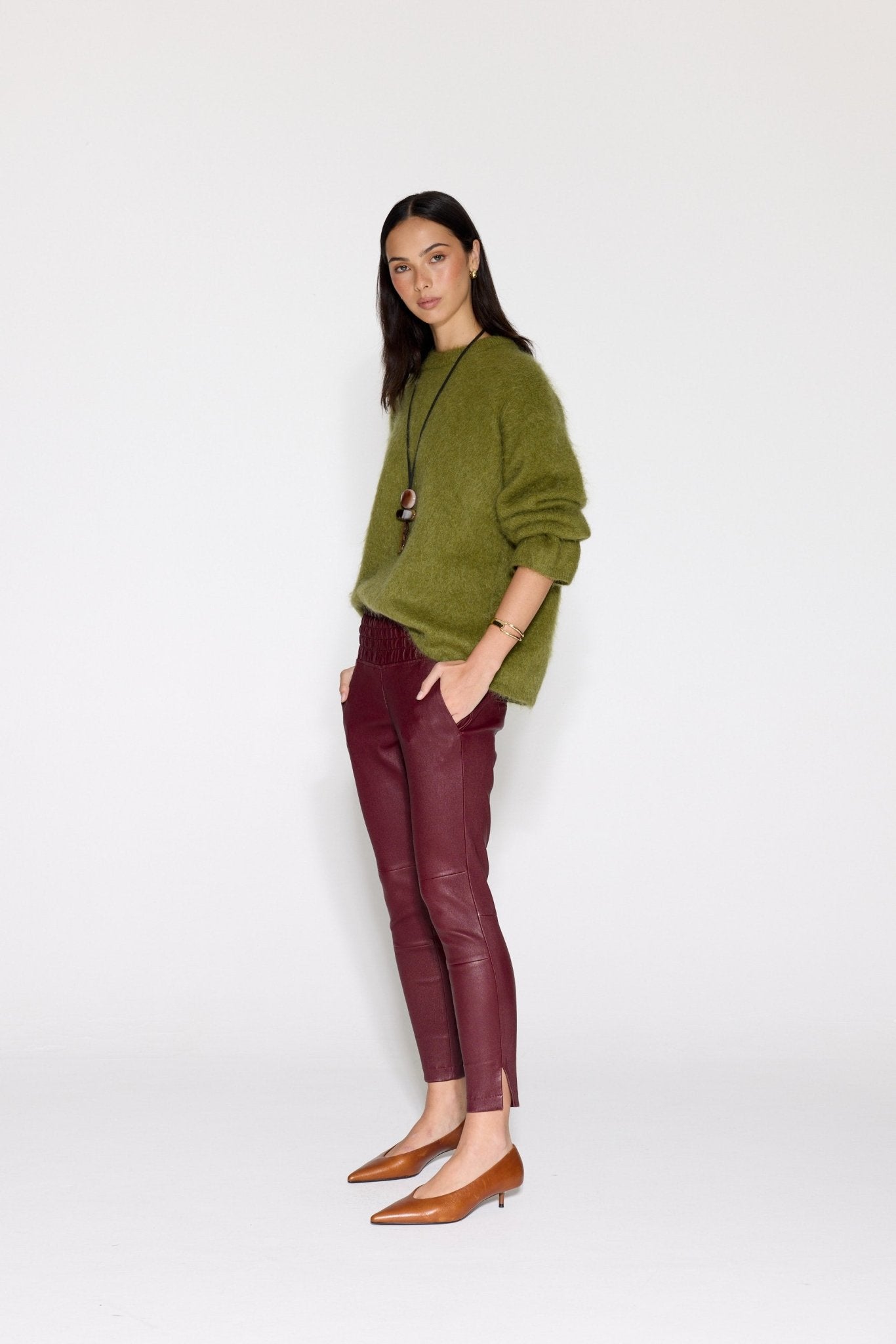 MULBERRY STRETCH LEATHER JOGGER - OLIVIA SHEED