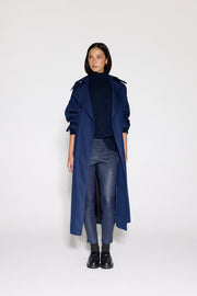 NAVY STRETCH LEATHER JOGGER - OLIVIA SHEED