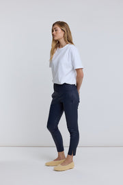 NAVY STRETCH LEATHER JOGGER - OLIVIA SHEED