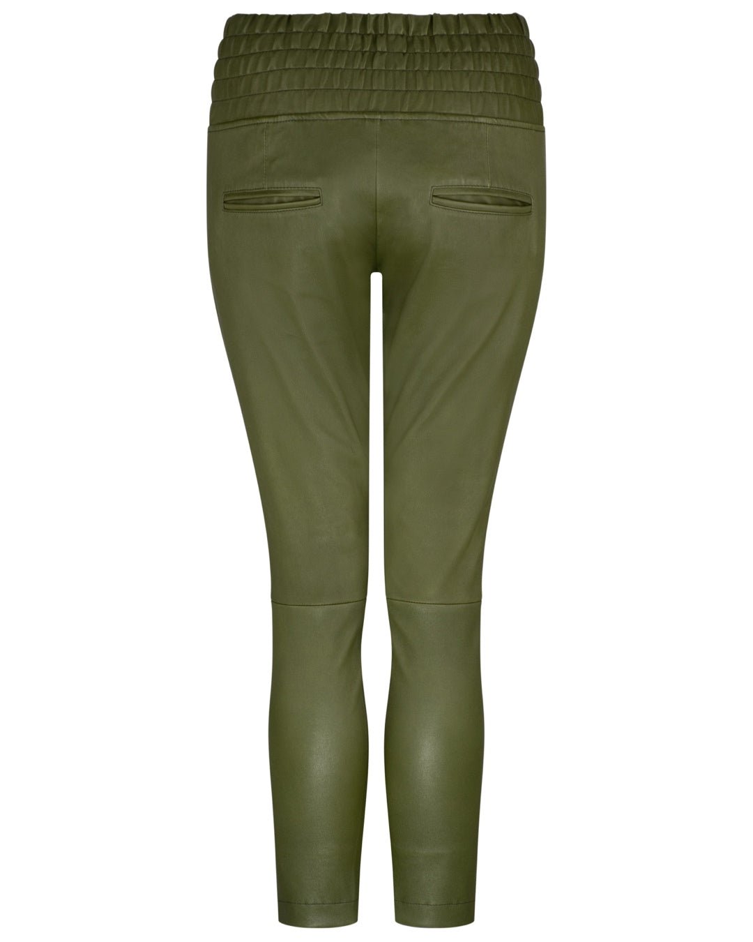 OLIVE STRETCH LEATHER JOGGER - OLIVIA SHEED