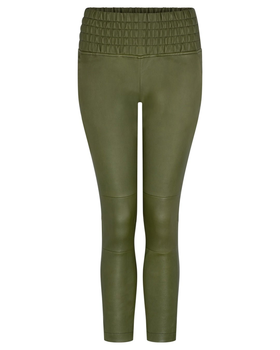 OLIVE STRETCH LEATHER JOGGER - OLIVIA SHEED