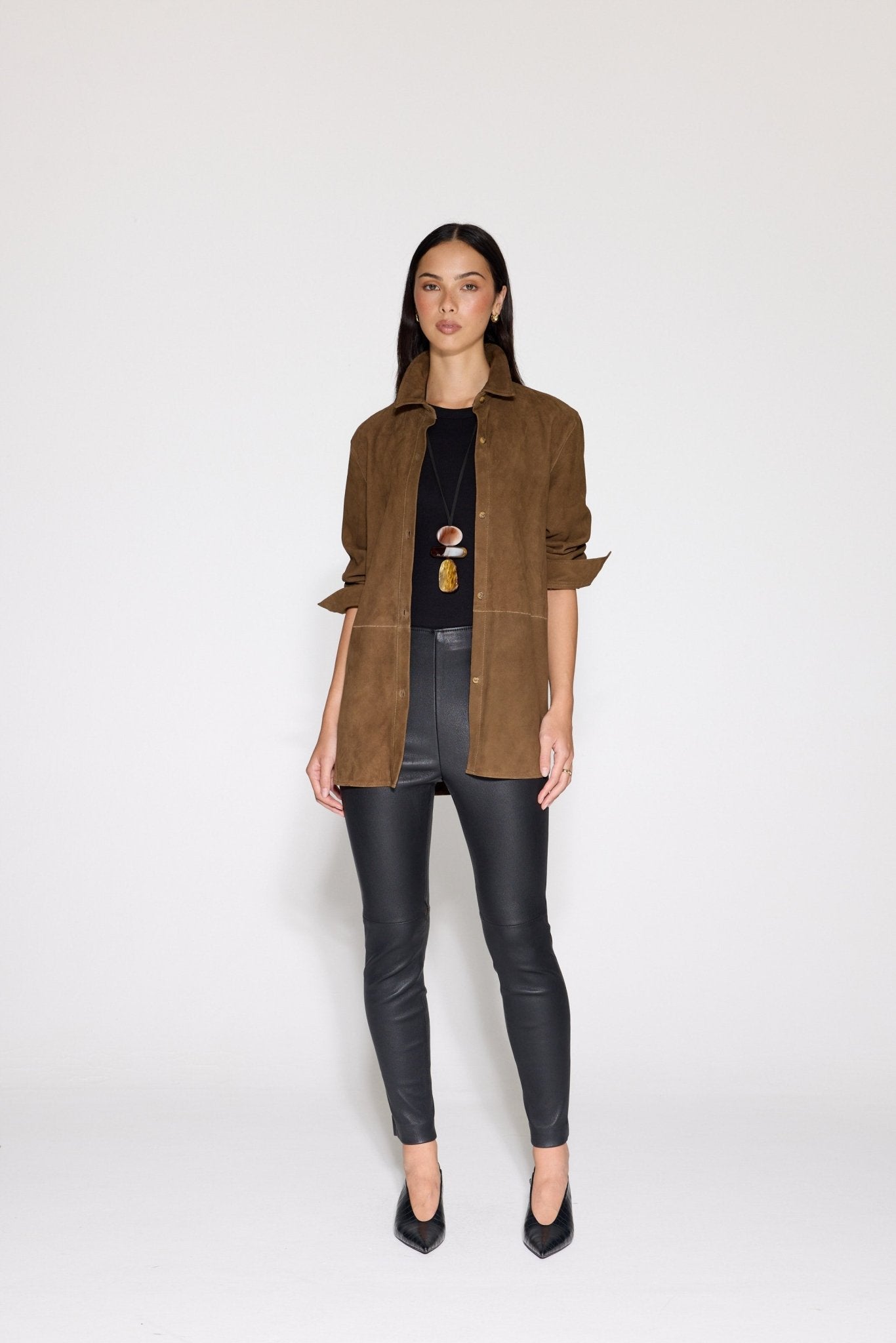 PECAN SUEDE SHIRT - OLIVIA SHEED