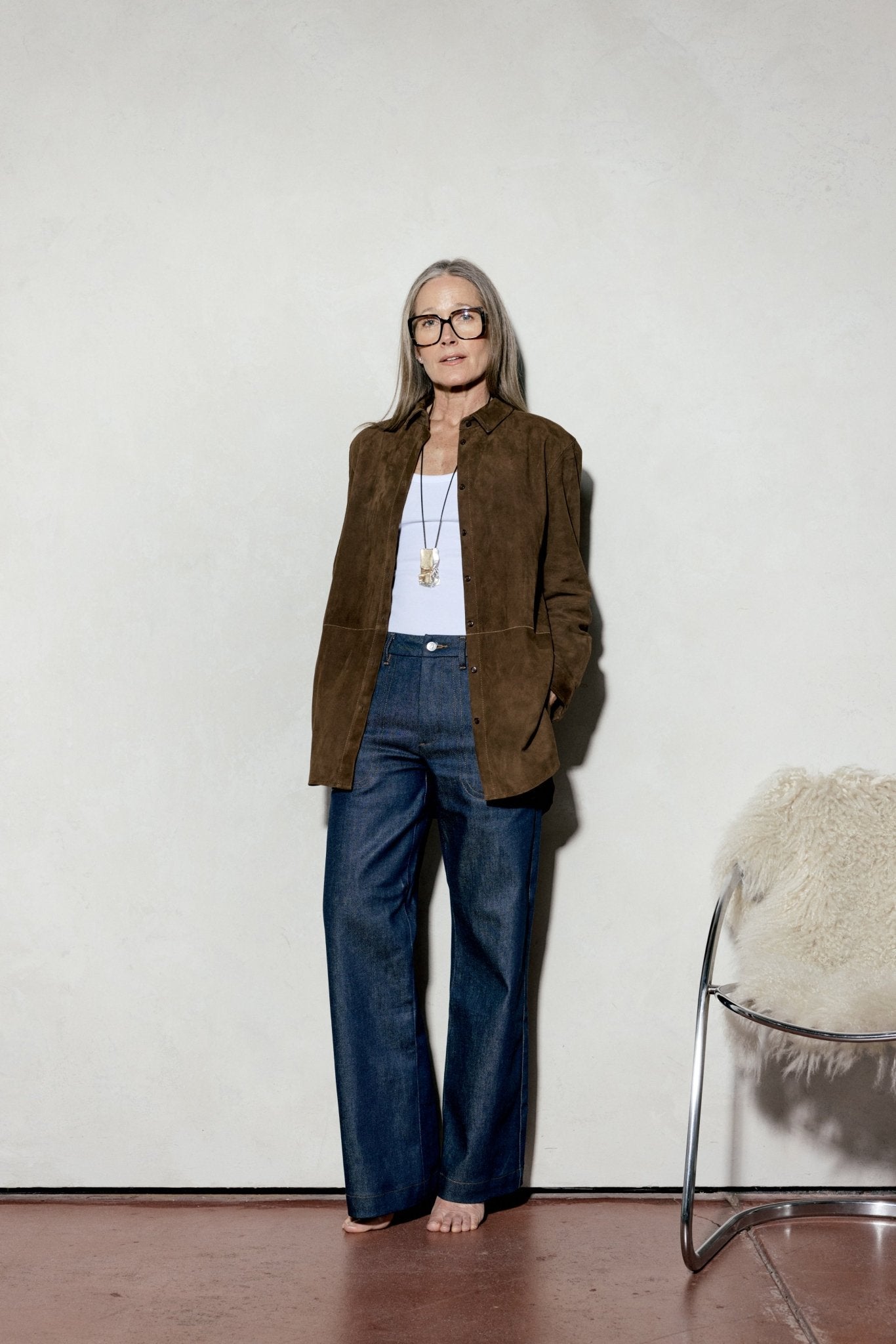 PECAN SUEDE SHIRT - OLIVIA SHEED