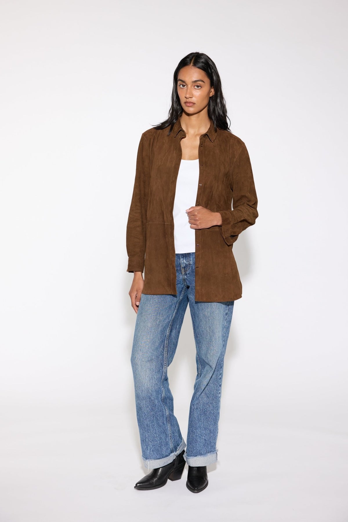 PECAN SUEDE SHIRT - OLIVIA SHEED