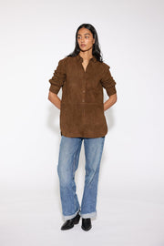 PECAN SUEDE SHIRT - OLIVIA SHEED