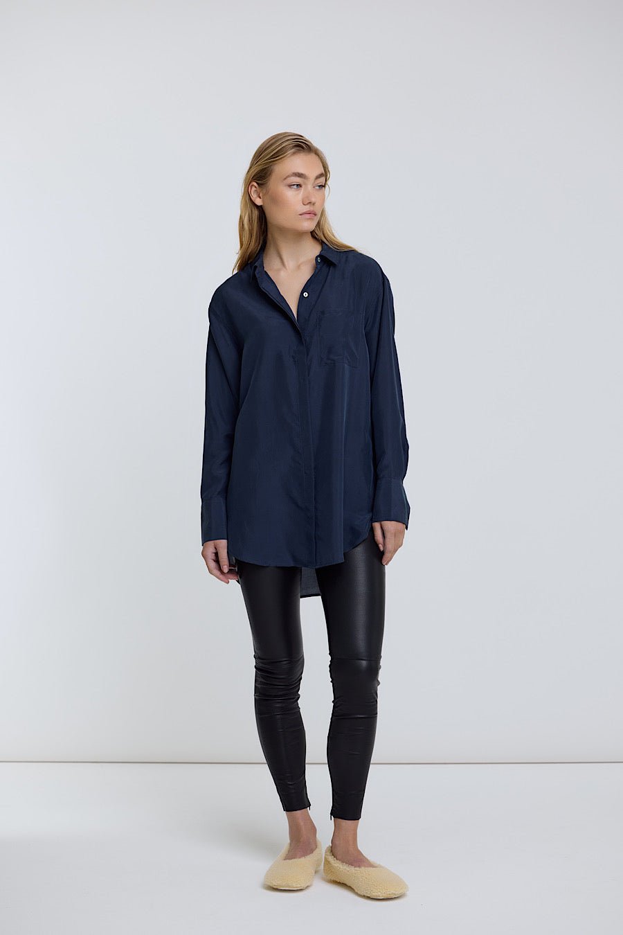 RUE SILK SHIRT NAVY - OLIVIA SHEED