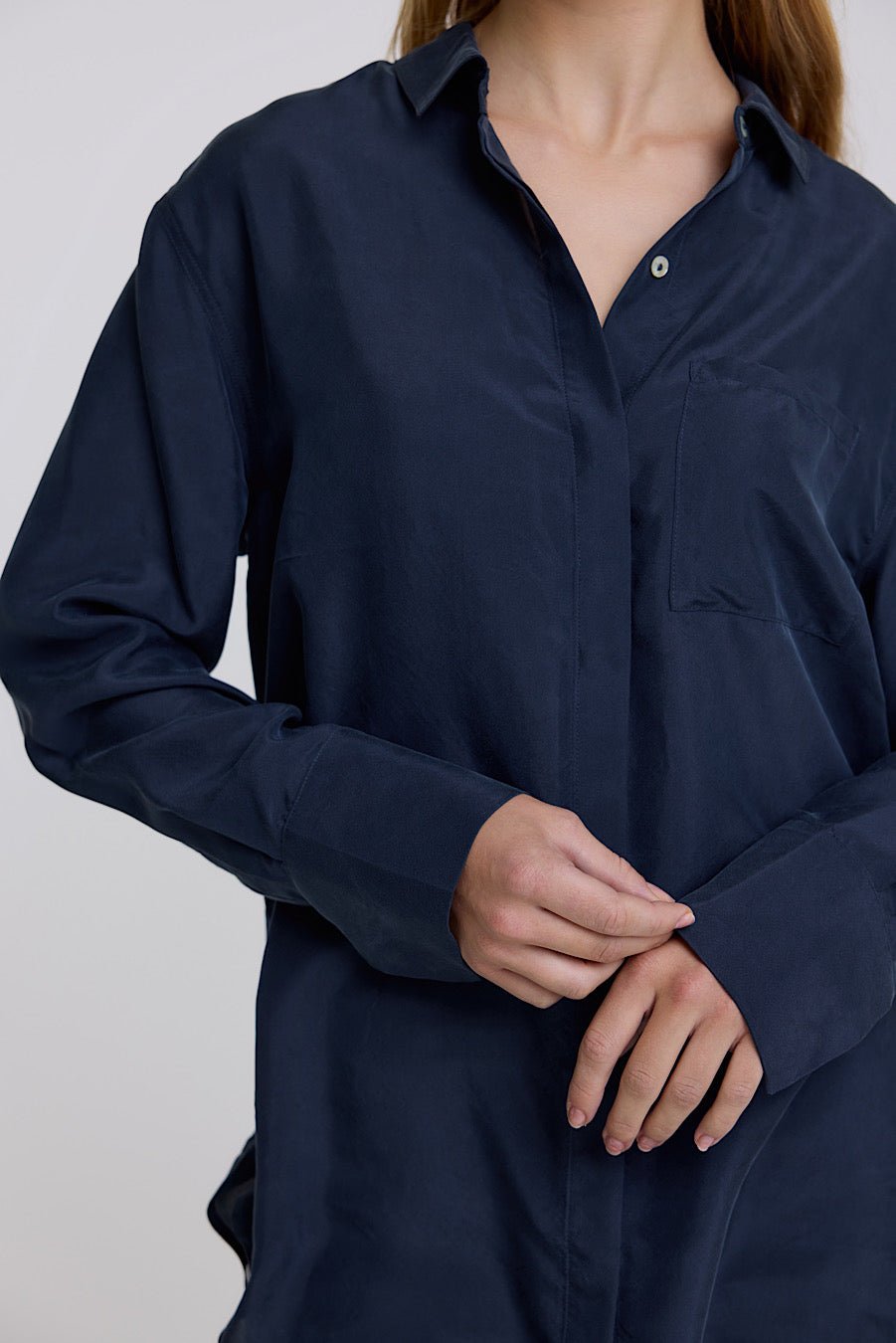 RUE SILK SHIRT NAVY - OLIVIA SHEED