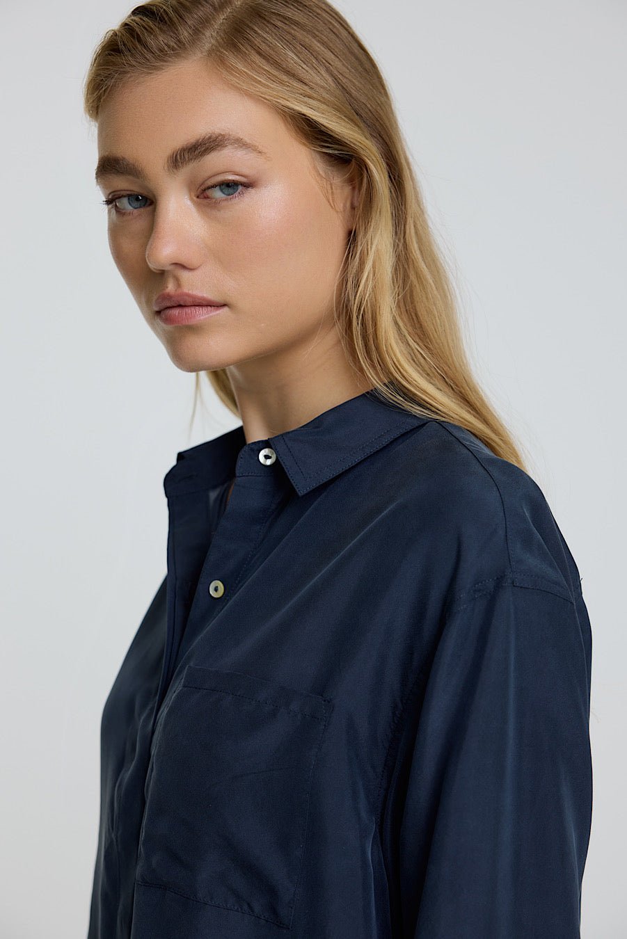 RUE SILK SHIRT NAVY - OLIVIA SHEED