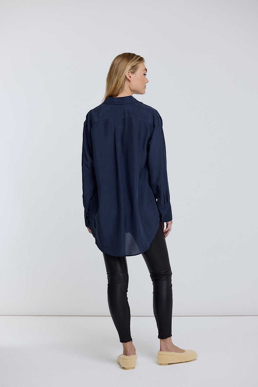 RUE SILK SHIRT NAVY - OLIVIA SHEED