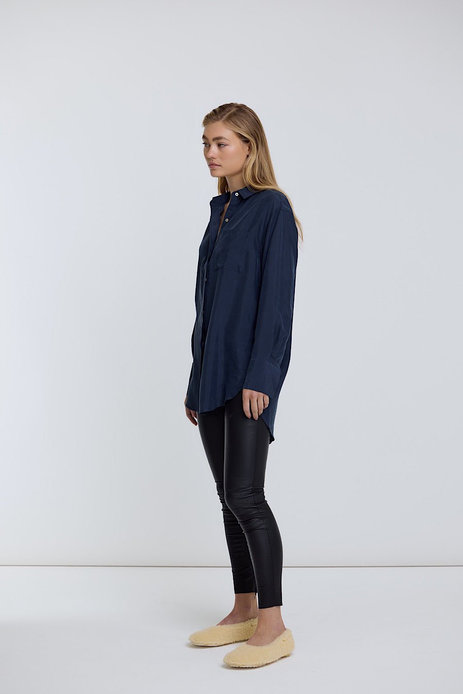 RUE SILK SHIRT NAVY - OLIVIA SHEED