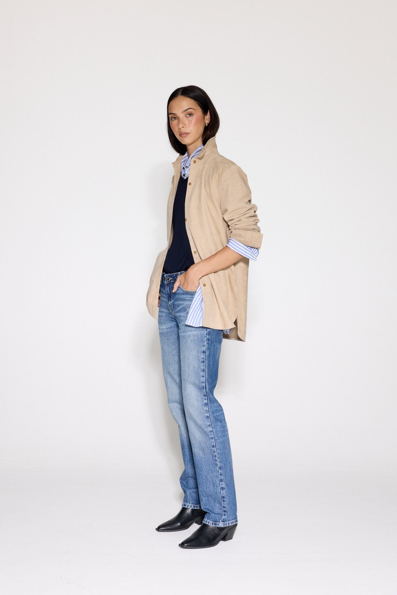 SAND SUEDE SHIRT - OLIVIA SHEED