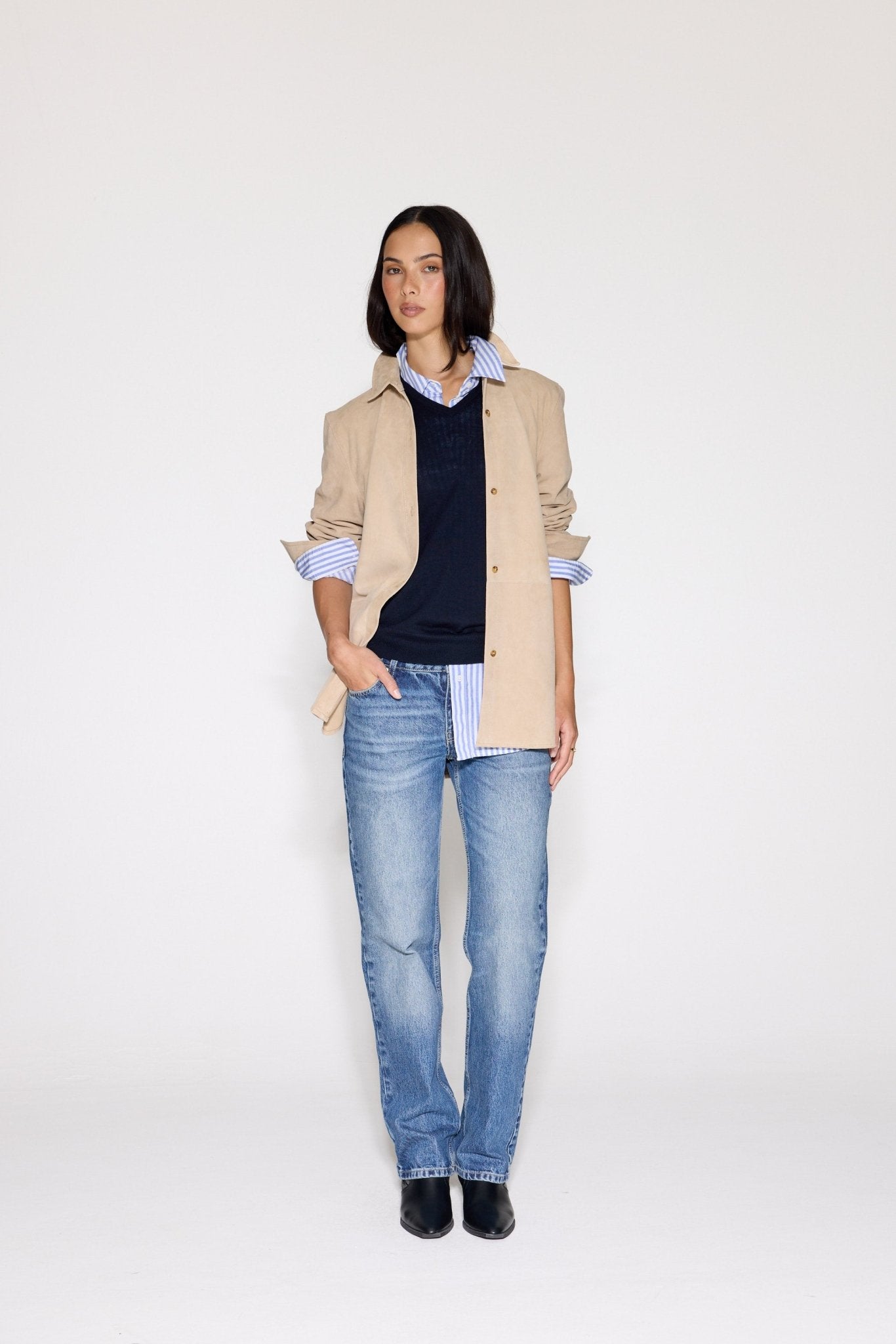 SAND SUEDE SHIRT - OLIVIA SHEED