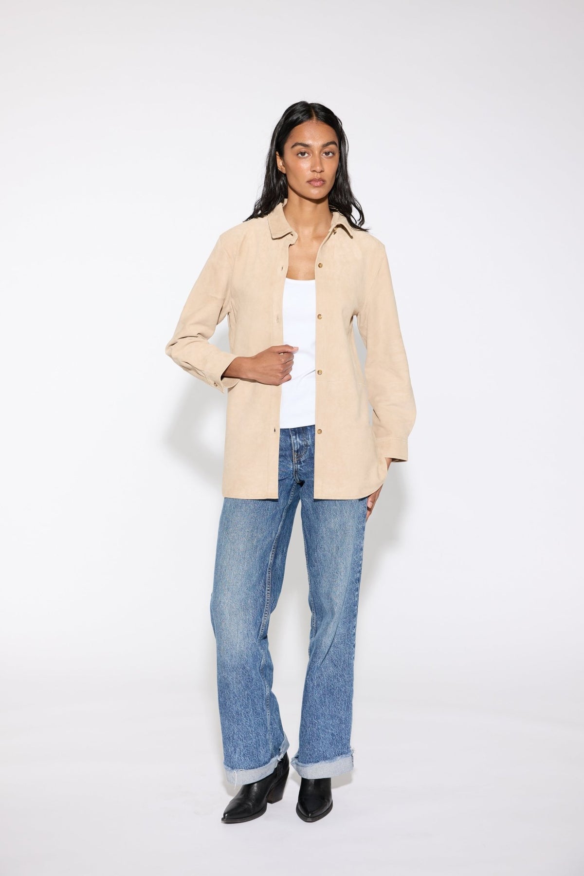 SAND SUEDE SHIRT - OLIVIA SHEED