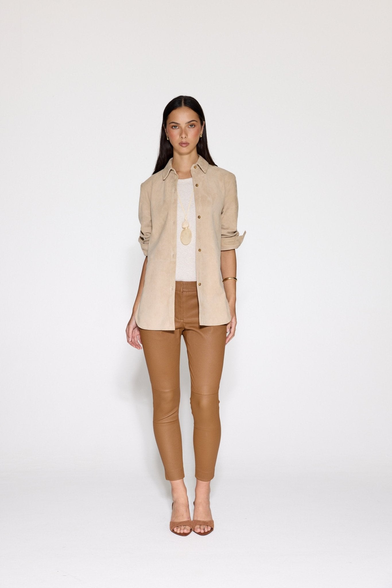 SAND SUEDE SHIRT - OLIVIA SHEED