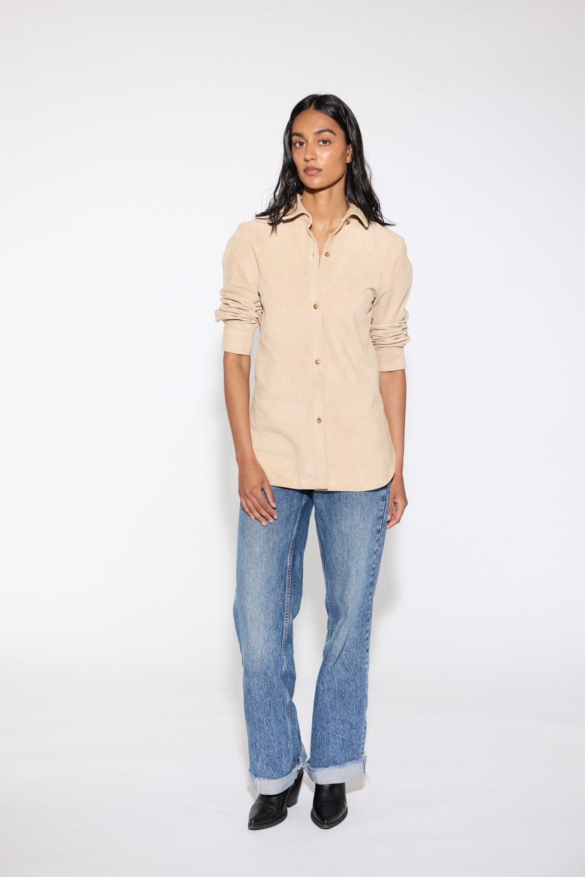 SAND SUEDE SHIRT - OLIVIA SHEED
