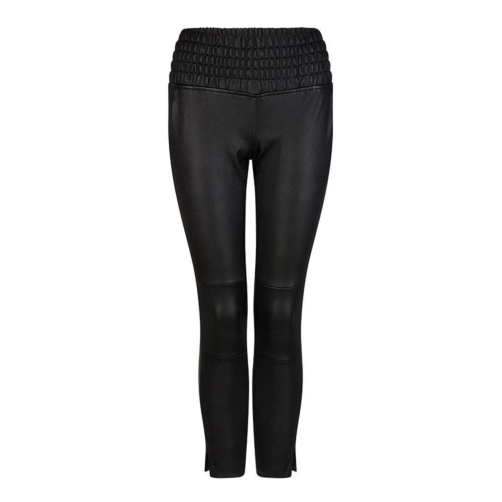 HI LO The Label stretch leather jogger in black - front